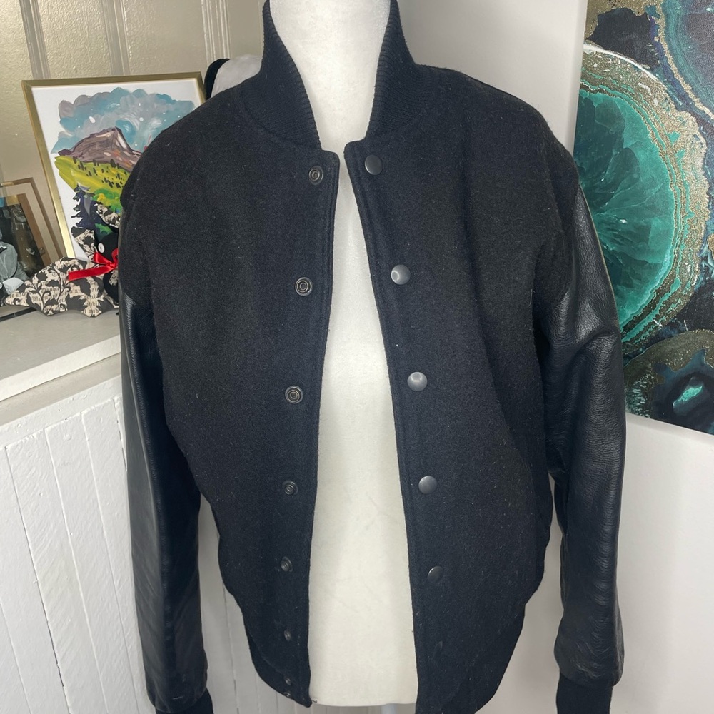 American Apparel Unisex Black Bomber Varsity Jacket